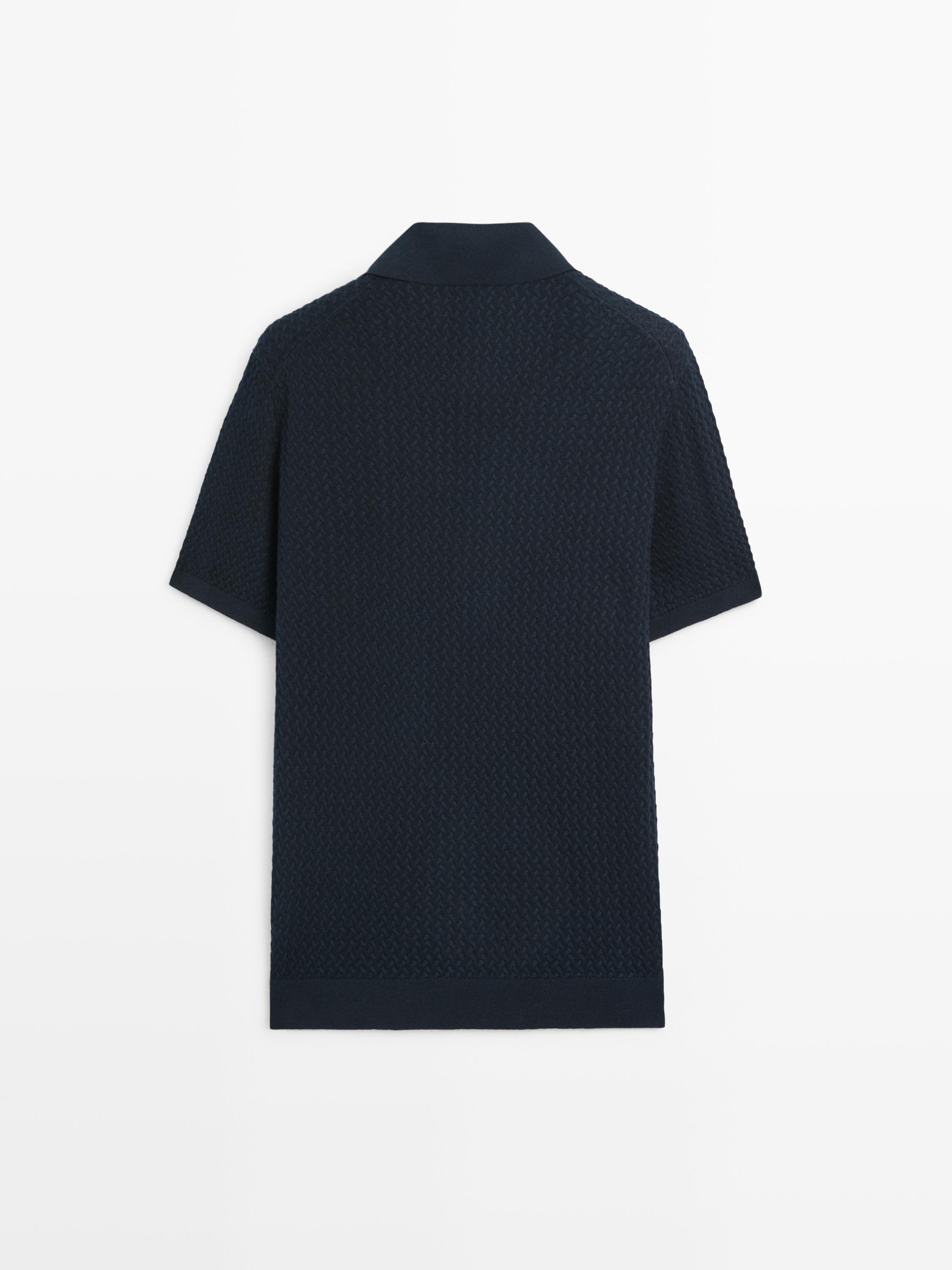 Polo en maille torsadée à col V